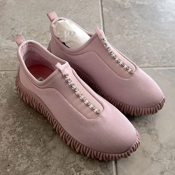 Miu Miu Crystal-Embellished Low Top Sneakers, New, Size 39.5 - Picture 3 of 15